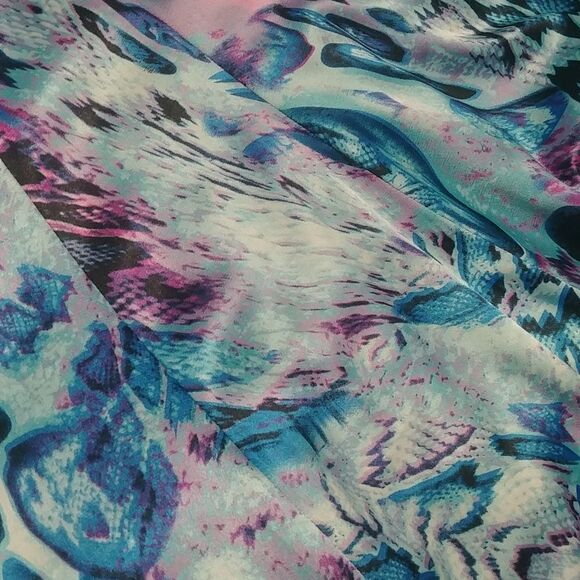 NWT LaFee E4053 One Shoulder Silver Sequin, Purple/Turquoise Prom Dress 10 - Picture 12 of 14